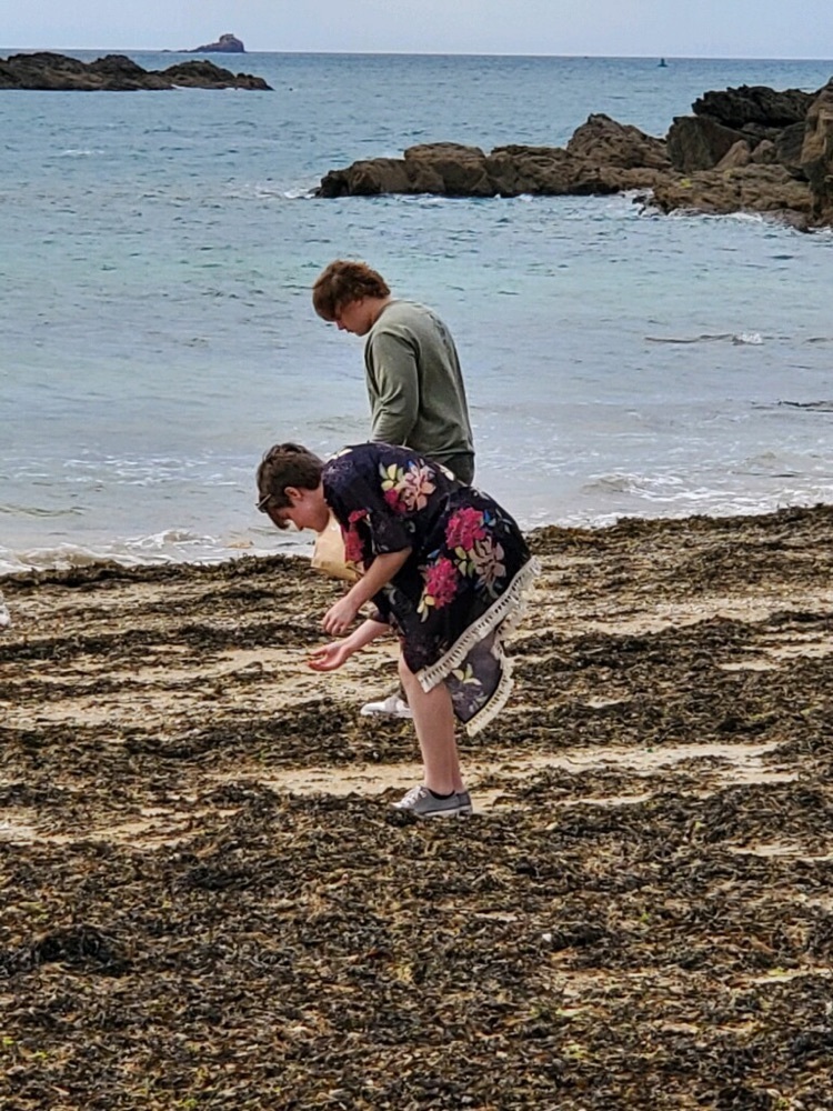 students on a beach in France