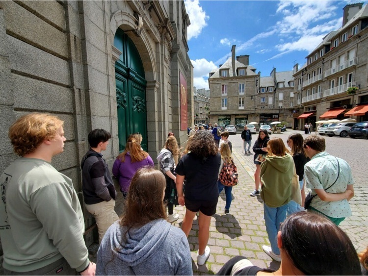 students walking in France