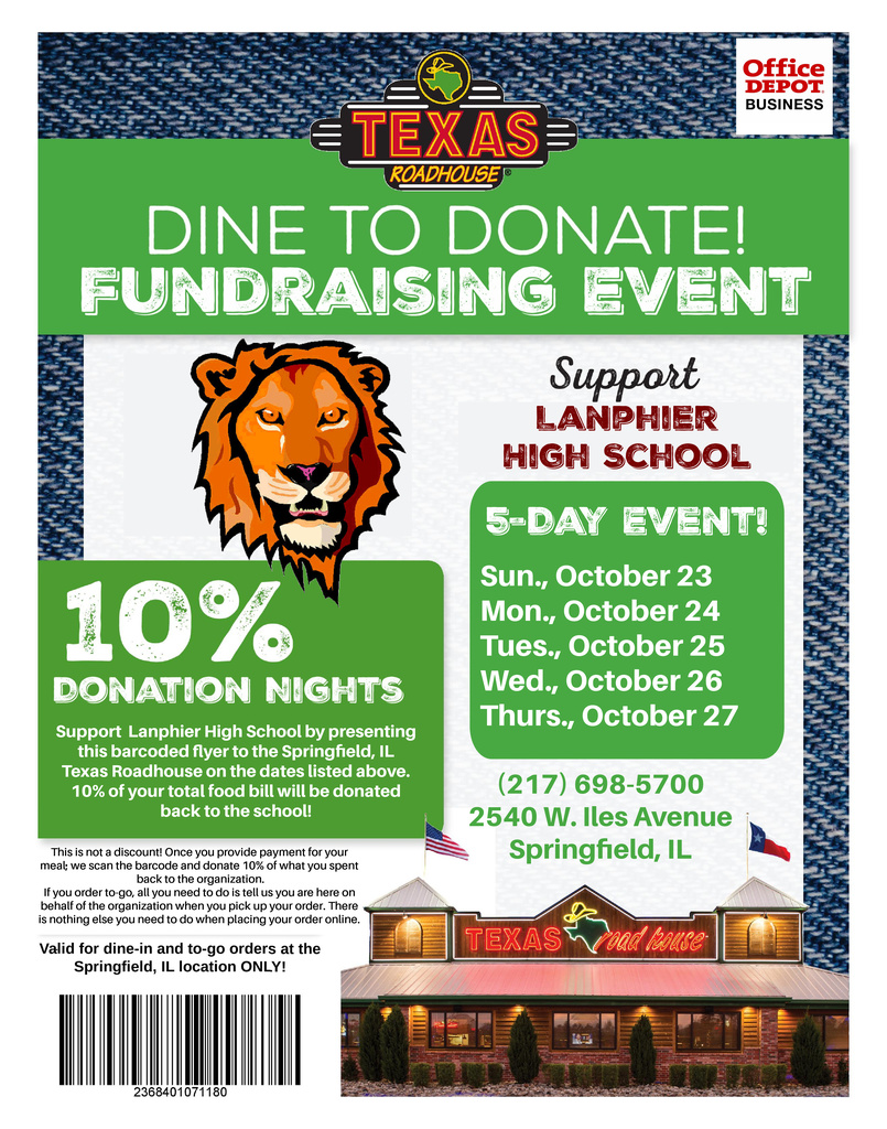 Lanphier High School Texas Roadhouse Fundraiser Event