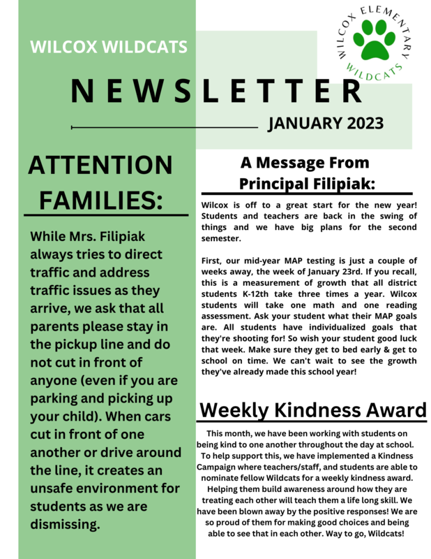 January Newsletter | Wilcox Elementary School